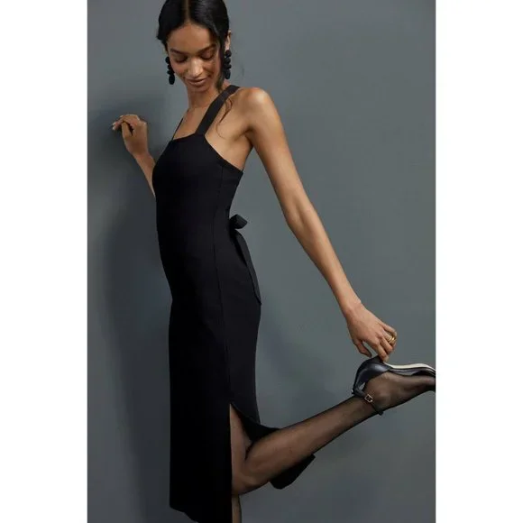 Anthropologie Porridge Seamed Cross-Back Midi Dress - Picture 2 of 5